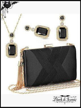 3 Pc Clutch Purses Set with Rhinestone Jewelry Evening Bag